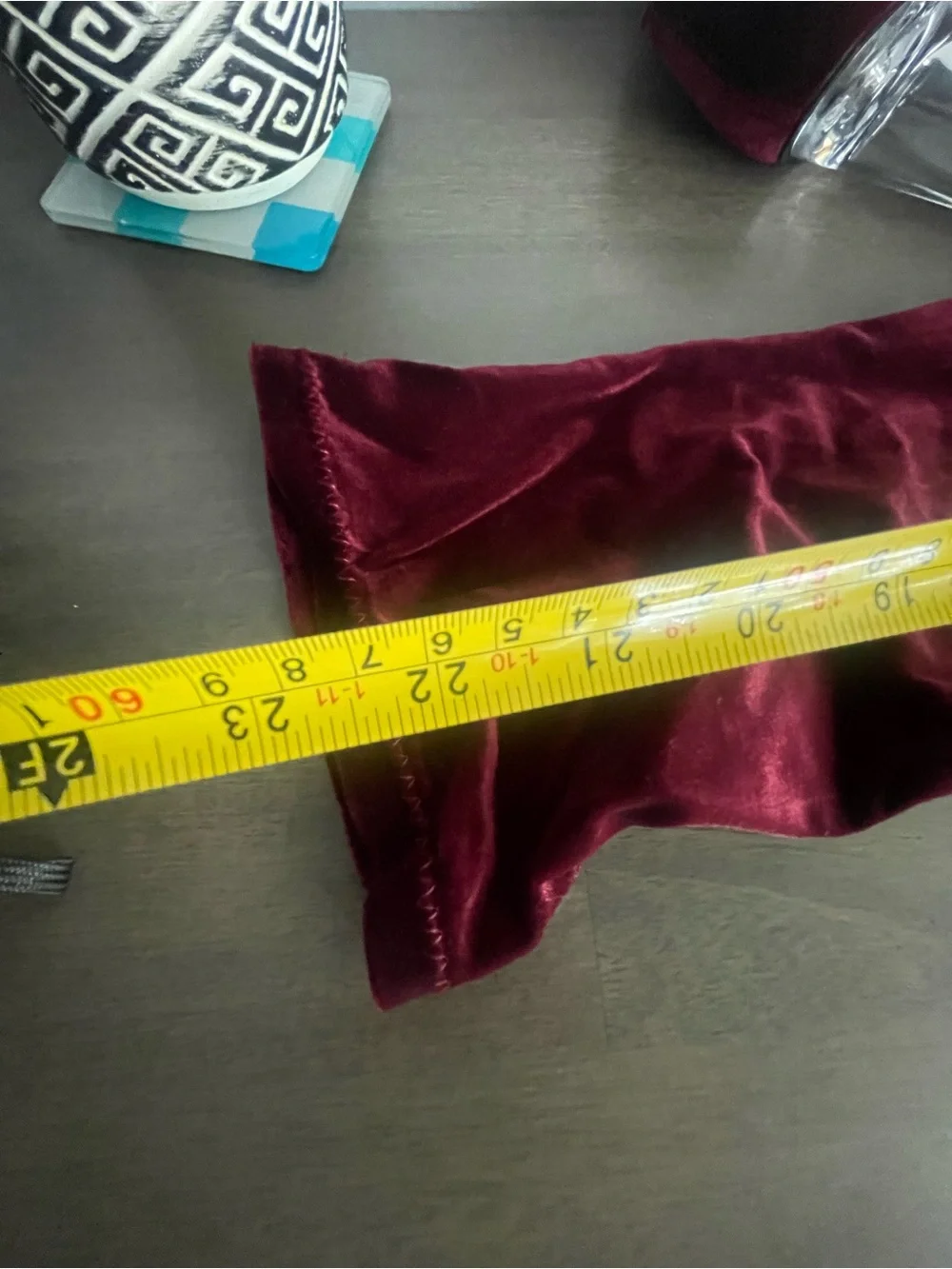 Over-the-Knee Velvet Boots in Burgundy - Women